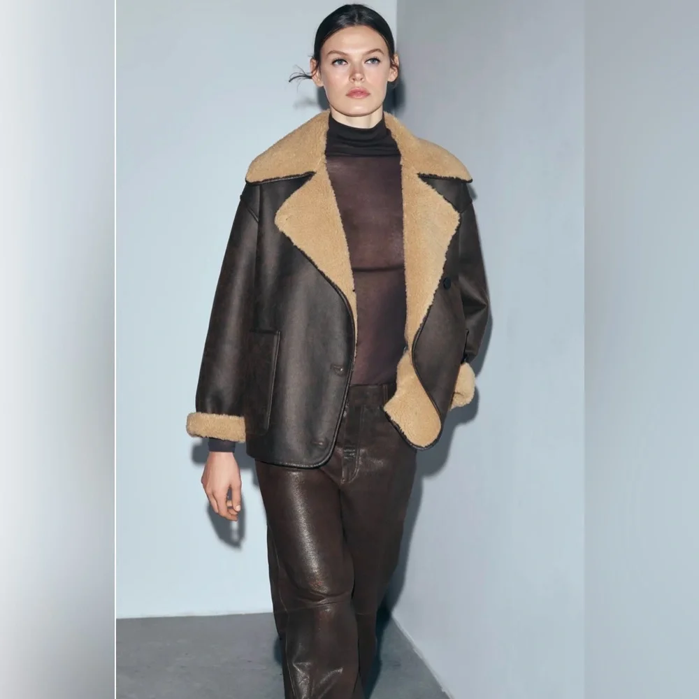 Zara Faux Shearling Jacket - Picture 2 of 4